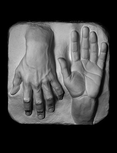 3D plaster male hand art reference cast by Philippe Faraut