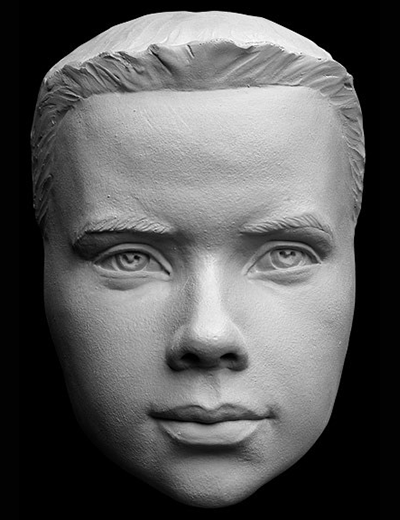 Plaster mask youth art reference cast by Philippe Faraut