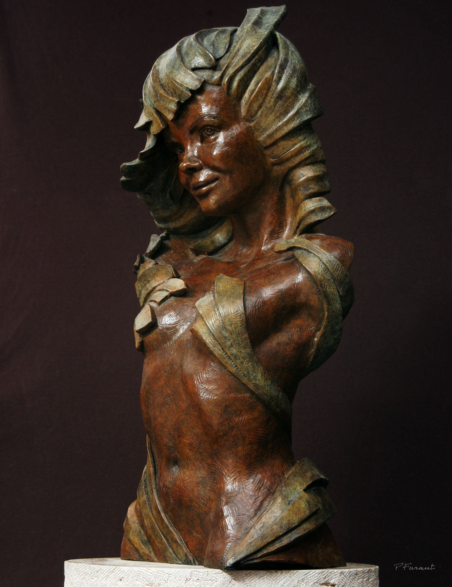 bronze abstract figure sculpture by philippe faraut