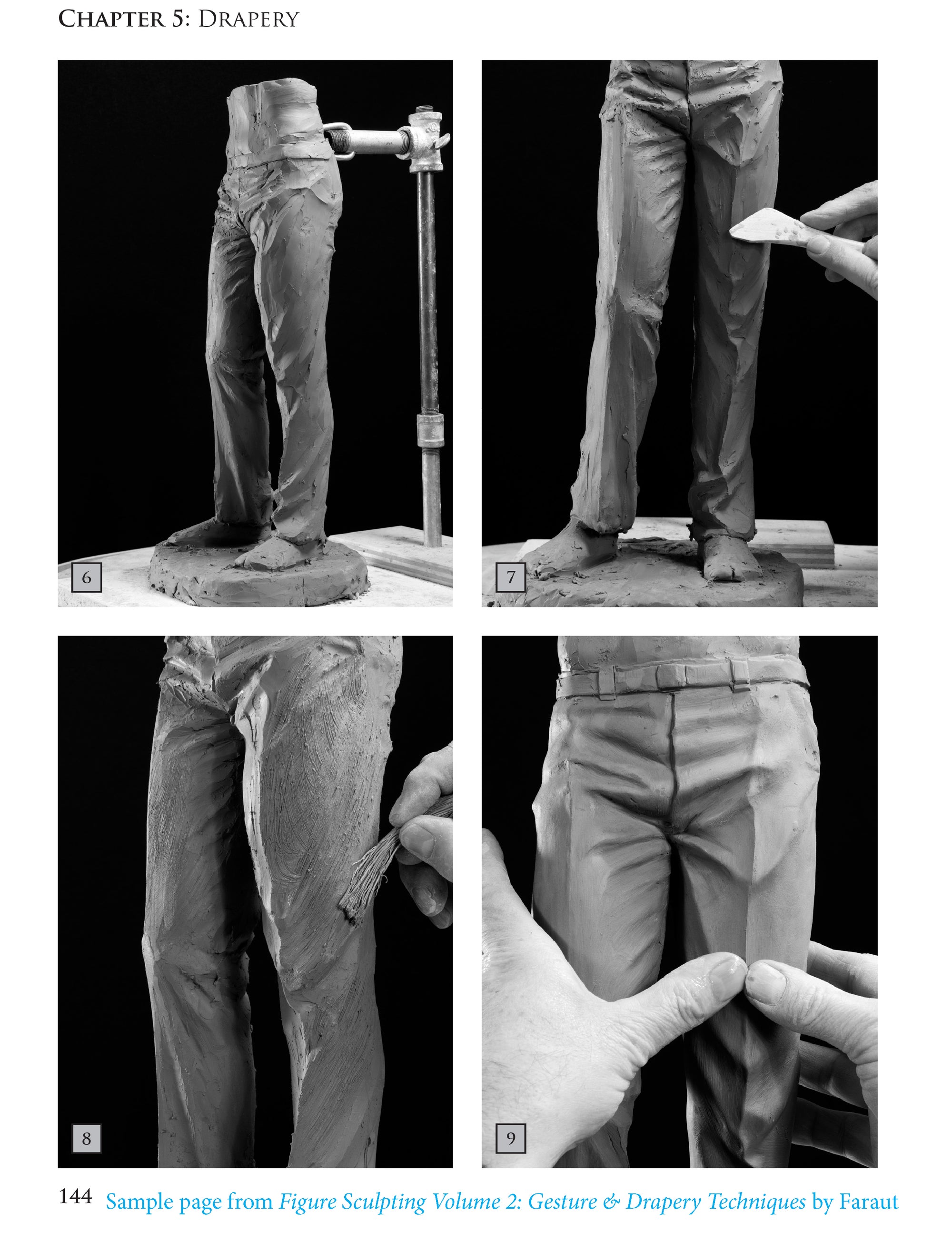  Sample page from book: Figure Sculpting Volume 2 by Faraut showing how to sculpt pants