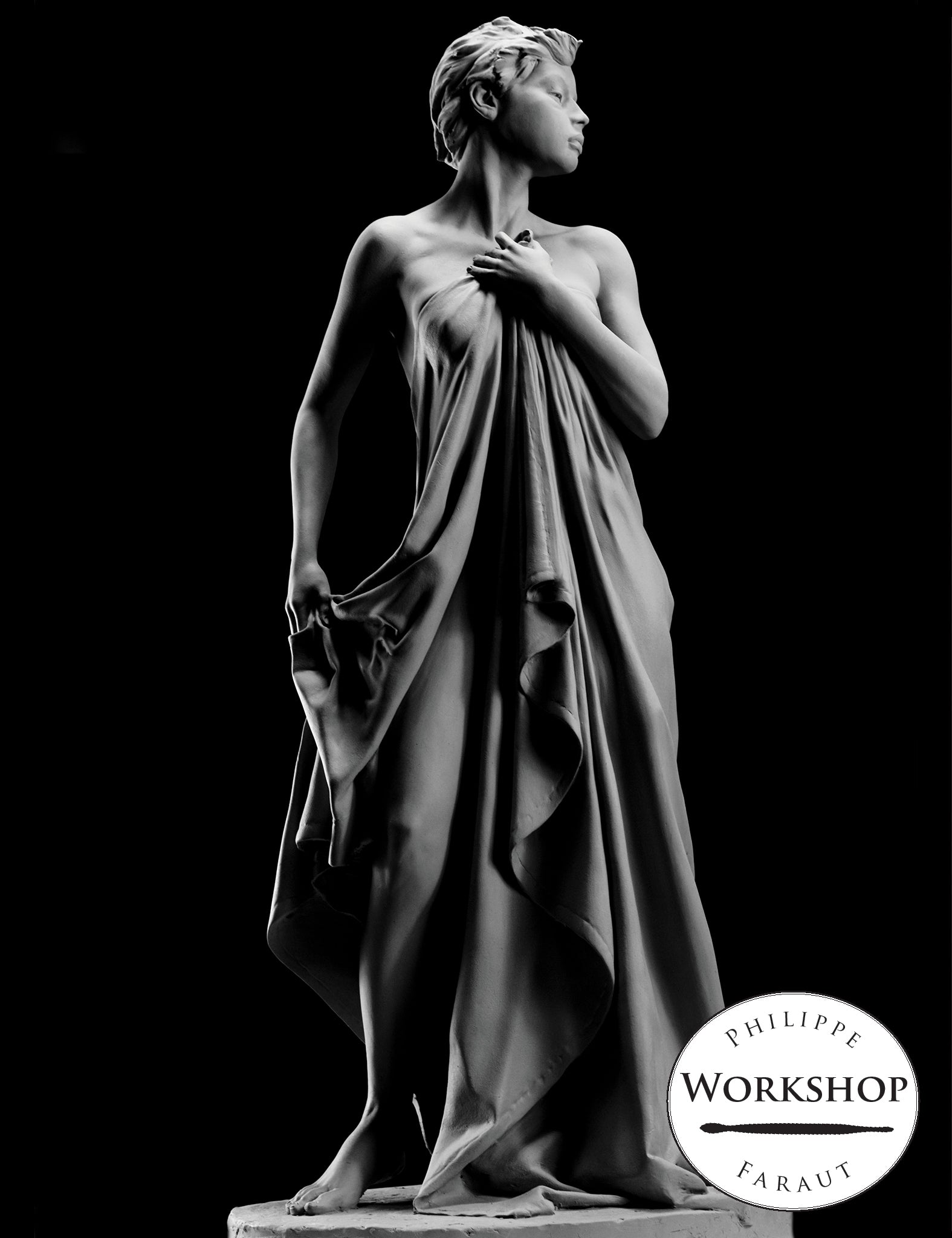 Draped full figure female from Philippe Faraut sculpting seminar