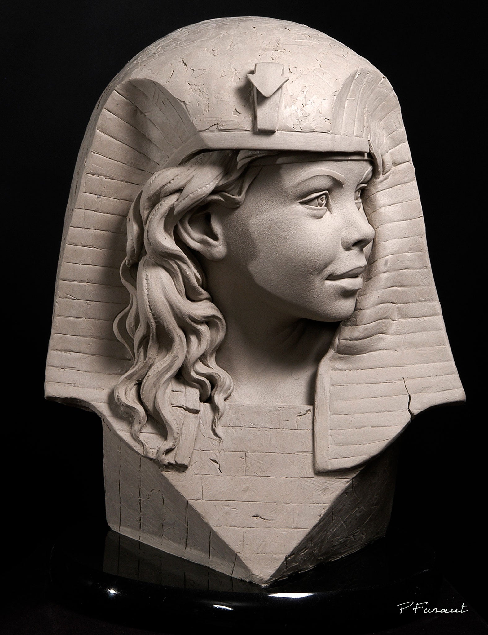 Abstract portrait bust of child with egyptian headdress by Philippe Faraut