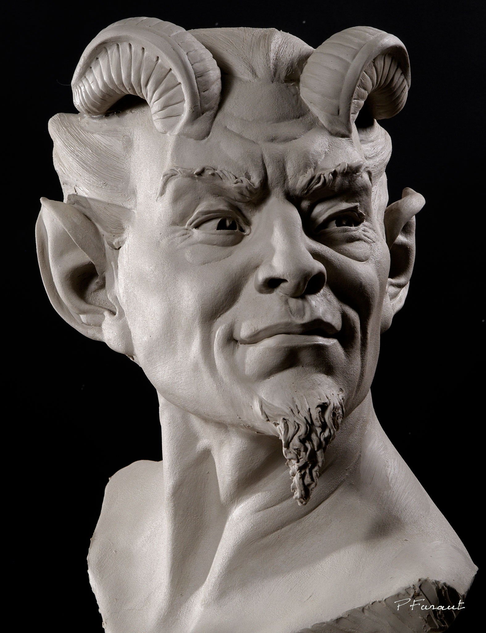 Mephistopheles demon clay portrait sculpture by Philippe Faraut