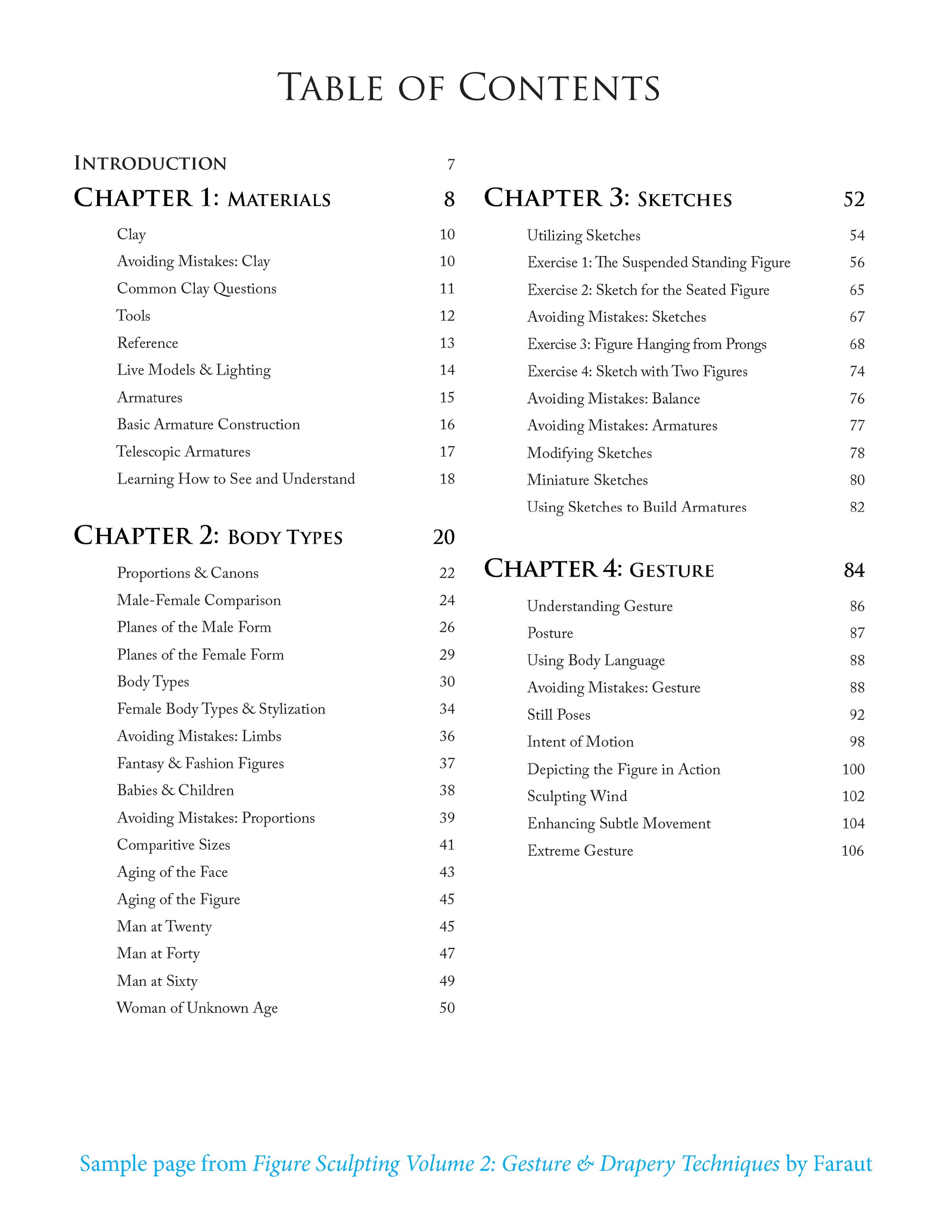 Table of Contents page 1 Figure Sculpting Volume 2: Gesture and Drapery Techniques in Clay by Faraut
