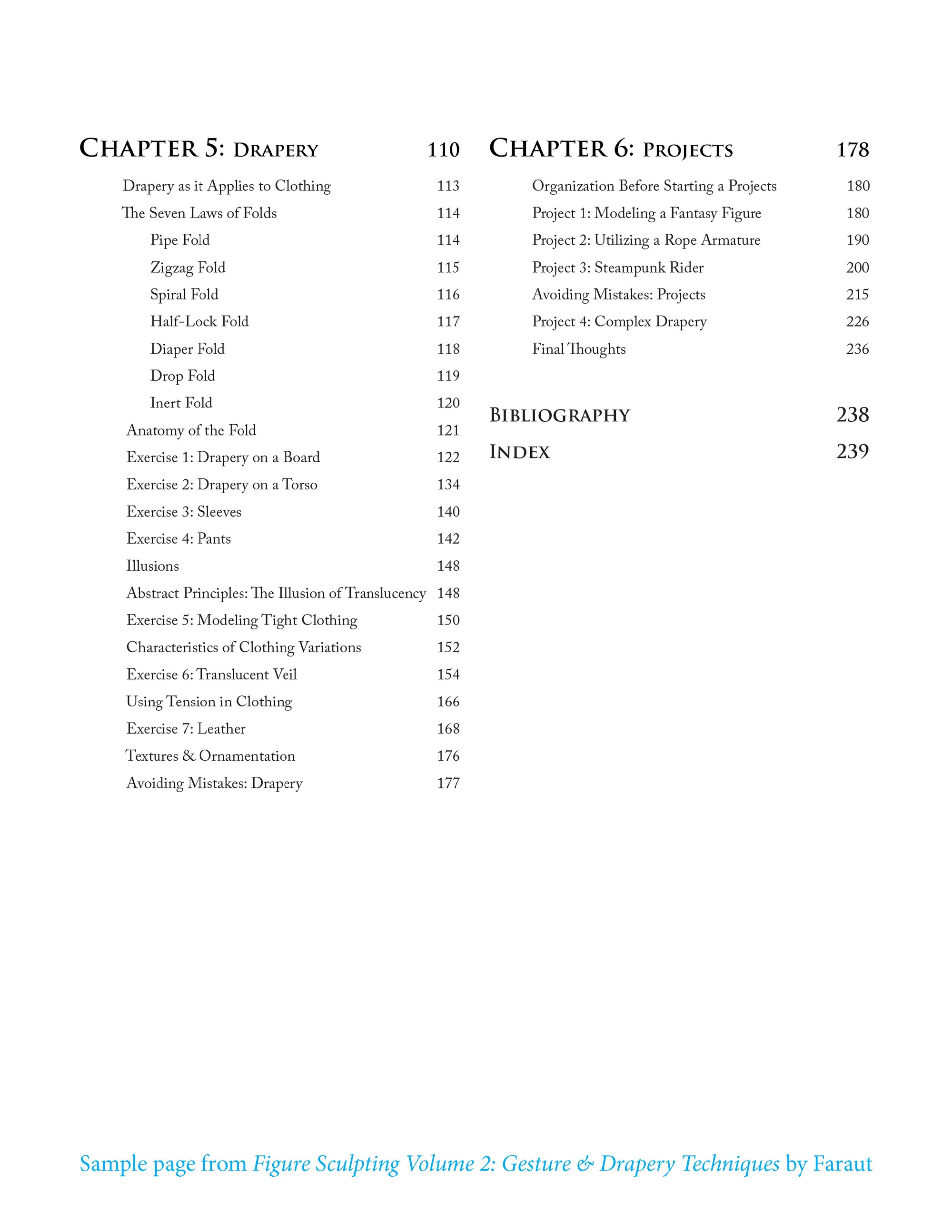 Table of Contents page 2 Figure Sculpting Volume 2: Gesture and Drapery Techniques in Clay by Faraut