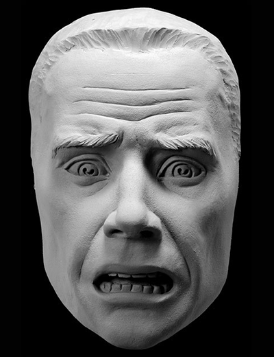 Plaster mask of fear art reference by Philippe Faraut