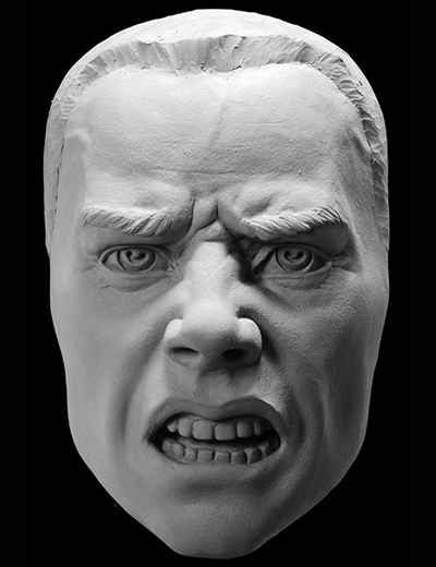 Plaster mask of rage art reference by Philippe Faraut