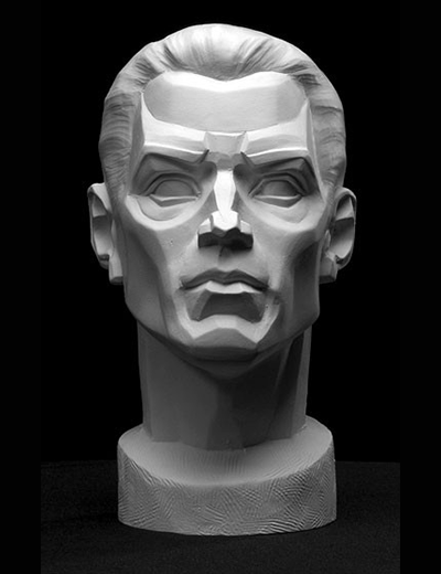 9" male planes head plaster art reference cast by Philippe Faraut