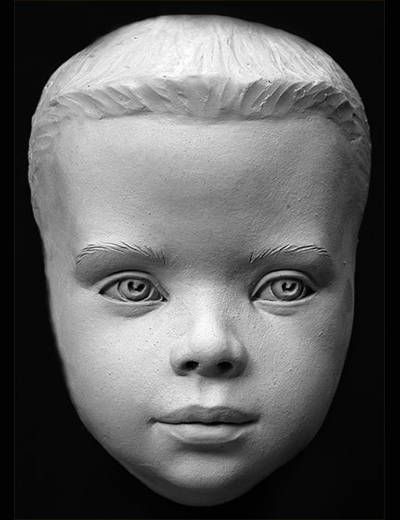 Plaster mask child art reference cast by Philippe Faraut