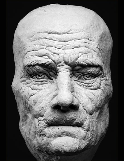 Plaster mask of extreme old age art reference cast by Philippe Faraut