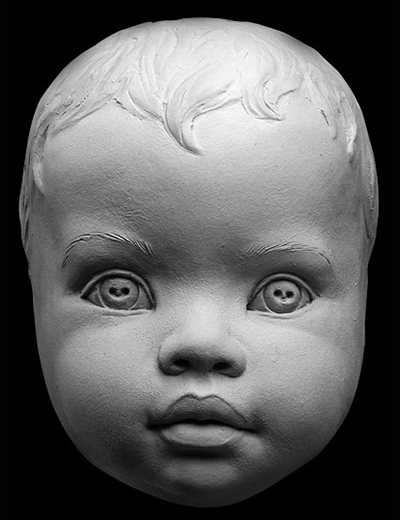 Plaster mask of infant or baby art reference cast by Philippe Faraut