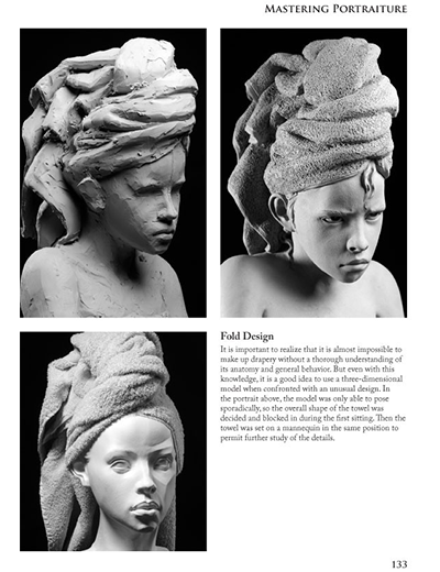 Mastering Portraiture book by Philippe Faraut sculpting a towel